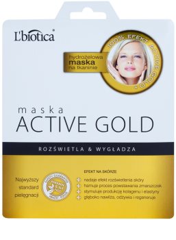L'biotica Masks Active Gold hydrogelová plátýnková maska pro rozjasnění a vyhlazení pleti