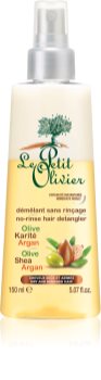 Le Petit Olivier Olive, Shea & Argan après-shampoing sans rinçage en spray pour cheveux secs et abîmés