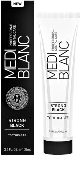 MEDIBLANC Strong Black dentrífico para proteção total dos dentes com efeito branqueador