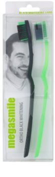 Megasmile Black Whitening Ortho Zahnbürste mit Aktivkohle für Nutzer von festen Klammern oder Brücken