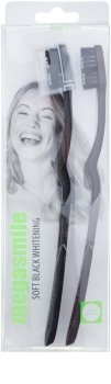 Megasmile Black Whitening Soft fogkefe aktív szénnel érzékeny fogakra