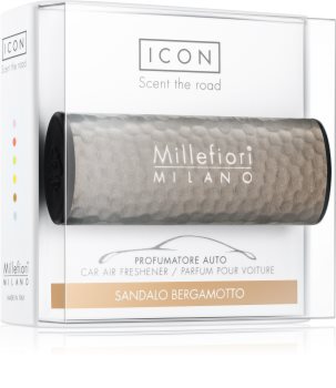 Millefiori Icon Sandalo Bergamotto Car Air Freshener Hammered Metal