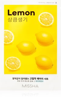 Missha Airy Fit Lemon maska iz platna za posvetlitev in vitalnost kožo