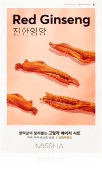 Missha Airy Fit Red Ginseng maska iz platna z vlažilnim in revitalizacijskim učinkom