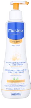 Mustela Bébé Dry Skin gel nutritiv de curățare, cu cremă protectoare pentru refacerea barierei pielii pentru nou-nascuti si copii