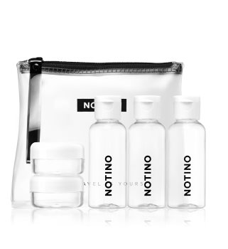 Notino Travel cestovní set s 5 prázdnými nádobkami v taštičce WHITE