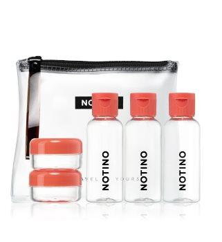 Notino Travel cestovní set s 5 prázdnými nádobkami v taštičce CORAL