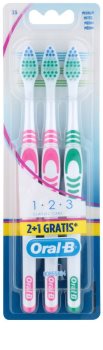 Oral B 1-2-3 Classic Care cepillo de dientes medio 3 uds