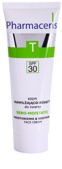 Pharmaceris T-Zone Oily Skin Sebo-Moistatic vlažilna in pomirjujoča krema za izsušeno in razdraženo kožo zaradi zdravljenja aken
