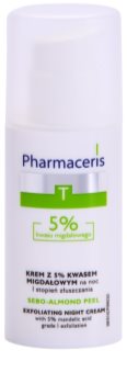 Pharmaceris T-Zone Oily Skin Sebo-Almond Peel noční regulační a čisticí pleťový krém pro jednotný tón pleti