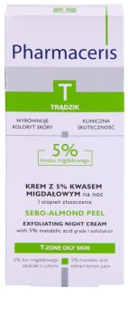 Pharmaceris T-Zone Oily Skin Sebo-Almond Peel noční regulační a čisticí pleťový krém pro jednotný tón pleti