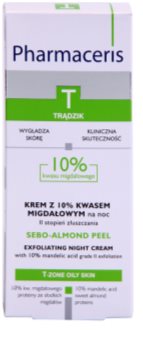 Pharmaceris T-Zone Oily Skin Sebo-Almond Peel regulujący i oczyszczający krem do twarzy na noc do odnowy powierzchni skóry
