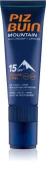 Piz Buin Mountain Schutzcreme für das Gesicht und Lippenbalsam 2in1 LSF 15