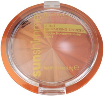 Rimmel Sun Shimmer 3 in 1 Shimmering Bonzer třpytivý bronzující pudr