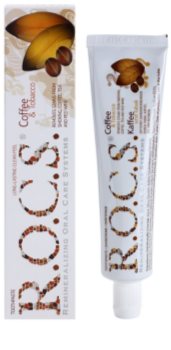 R.O.C.S. Coffee & Tobacco bělicí pasta pro kuřáky proti skvrnám na zubní sklovině