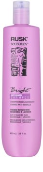 Rusk Sensories Bright champô para cabelos cinzentos e loiros neutraliza tons amarelados