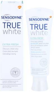 Sensodyne True White Extra Fresh bleichende Zahnpasta gegen Zahnschmelzflecken für empfindliche Zähne