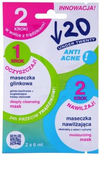 Under Twenty ANTI! ACNE máscara de limpeza e hidratação para pele problemática, acne