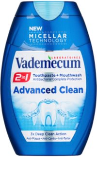 Vademecum Advanced Clean Pro Micellar Technology zubná pasta a ústna voda 2v1 pre kompletnú ochranu zubov