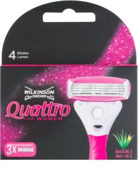 Wilkinson Sword Quattro for Women Aloe & Vit. E nadomestne britvice 3 kos
