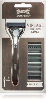 Wilkinson Sword Quattro Vintage Edition Shaver + Spare Blades 4 pcs