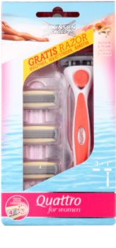 Wilkinson Sword Quattro for Women Papaya & Pearl máquina de barbear + refil de 3 lâminas