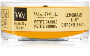 Woodwick Lemongrass & Lily velas votivas com pavio de madeira 31 g