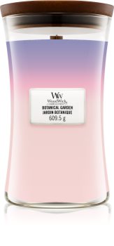 Woodwick Trilogy Botanical Gardens dišeča sveča 609,5 g z lesenim stenjem