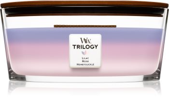 Woodwick Trilogy Botanical Gardens vela perfumada 453,6 g con mecha de madera (Hearthwick) (Lilac + Rose + Honeysuckle)