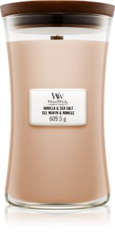 Woodwick Vanilla & Sea Salt świeczka zapachowa z drewnianym knotem 609,5 g