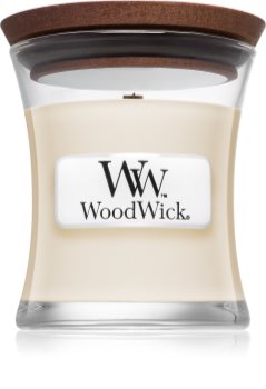 Woodwick White Tea & Jasmin lumânare parfumată 85 g cu fitil din lemn