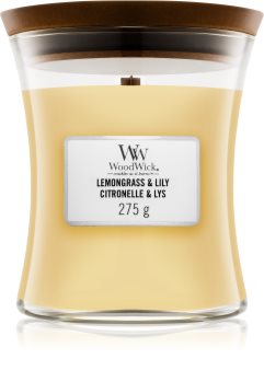 Woodwick Lemongrass & Lily vonná sviečka 275 g s dreveným knotom