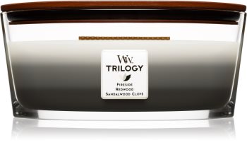 Woodwick Trilogy Warm Woods bougie parfumée 453,6 g avec mèche en bois (Hearthwick)
