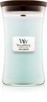 Woodwick Pure Comfort dišeča sveča 609,5 g z lesenim stenjem