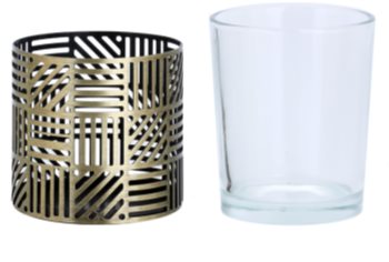 Yankee Candle Crosshatch Brass Üveg gyertyatartó fogadalmi gyertya alá