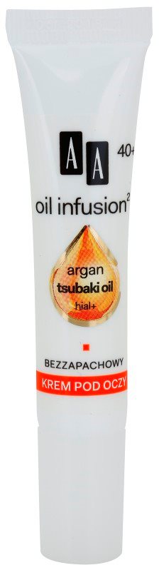 AA Cosmetics Oil Infusion2 Argan Tsubaki 40+ подхранващ крем за околоочната зона за редуциране на бръчки