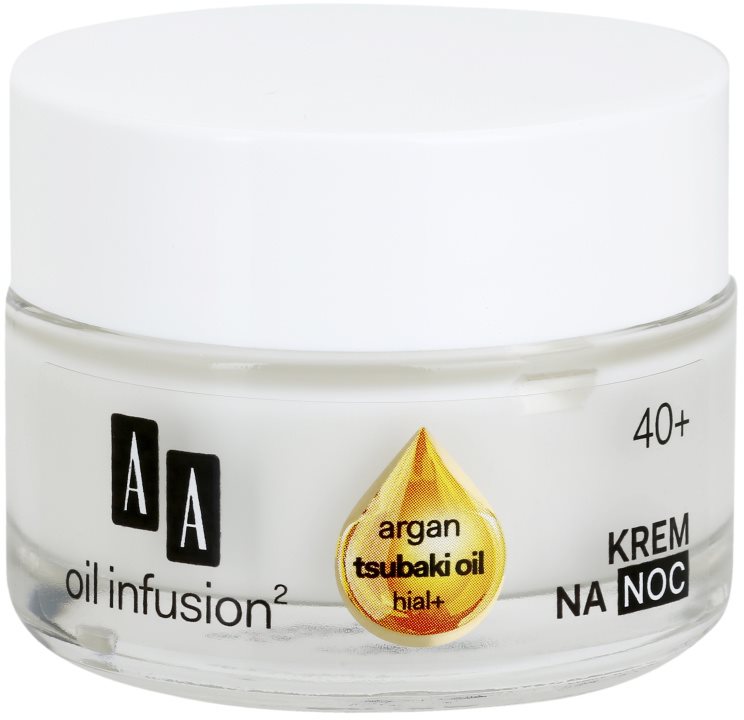 AA Cosmetics Oil Infusion2 Argan Tsubaki 40+ crema notte rigenerante effetto antirughe