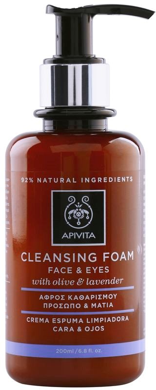 Apivita Cleansing Olive & Lavender espuma limpiadora para rostro y ojos