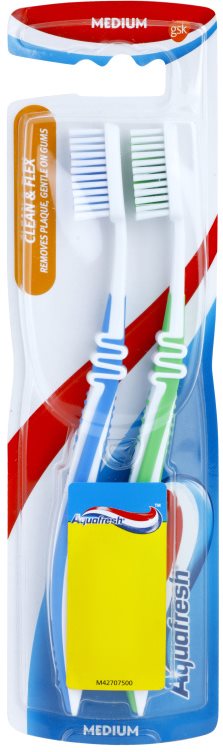 Aquafresh Clean & Flex szczoteczki do zębów medium 2 szt.