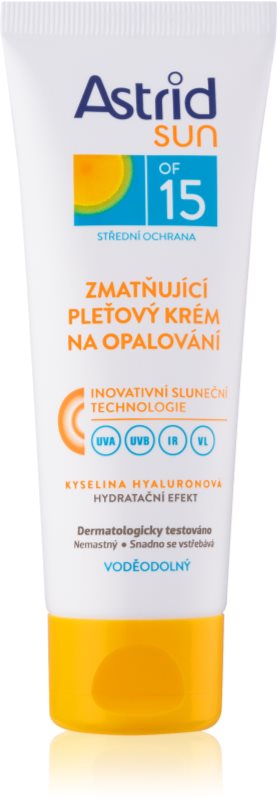 Astrid Sun zmatňujúci opaľovací krém na tvár SPF 15