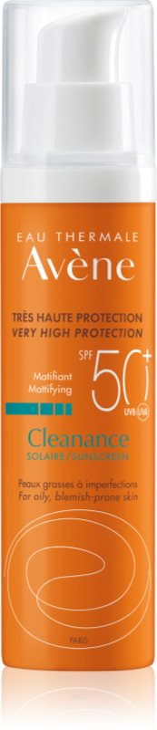 Avène Cleanance Solaire tratament matifiant protector pentru ten predispus la acnee SPF 50+