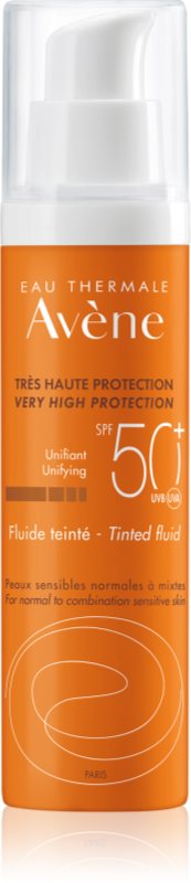 Avène Sun Sensitive προστατευτικό υγρό με χρώμα για κανινική έως μικτή επιδερμίδα SPF 50+