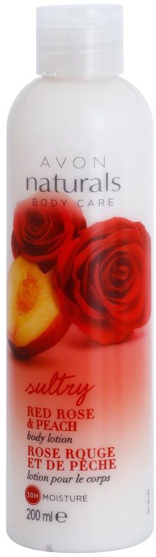 Avon Naturals Body hidratáló testápoló vörös rózsával és őszibarackkal