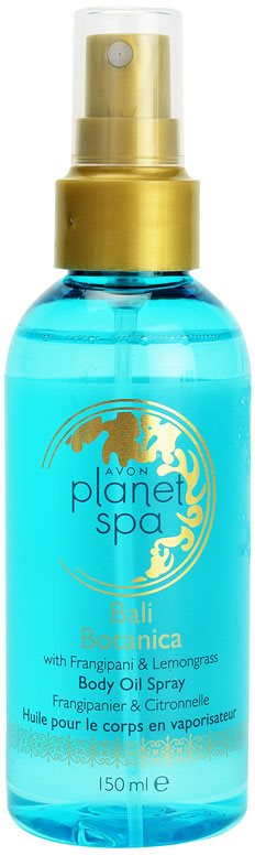 Avon Planet Spa Bali Botanica telový olej v spreji s kvetmi frangipani a citronóvou trávou