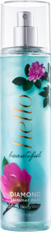 Bath & Body Works Hello Beautiful spray pentru corp pentru femei 236 ml cu particule stralucitoare