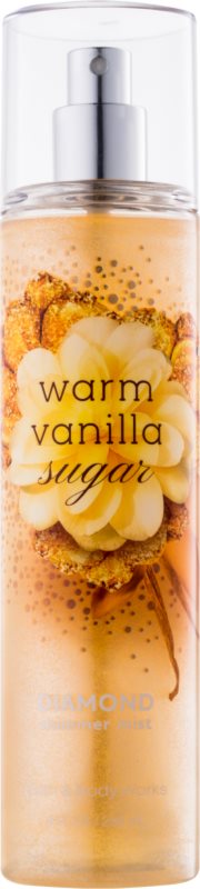 Bath & Body Works Warm Vanilla Sugar spray do ciała dla kobiet 236 ml z błyszczącymi cząsteczkami