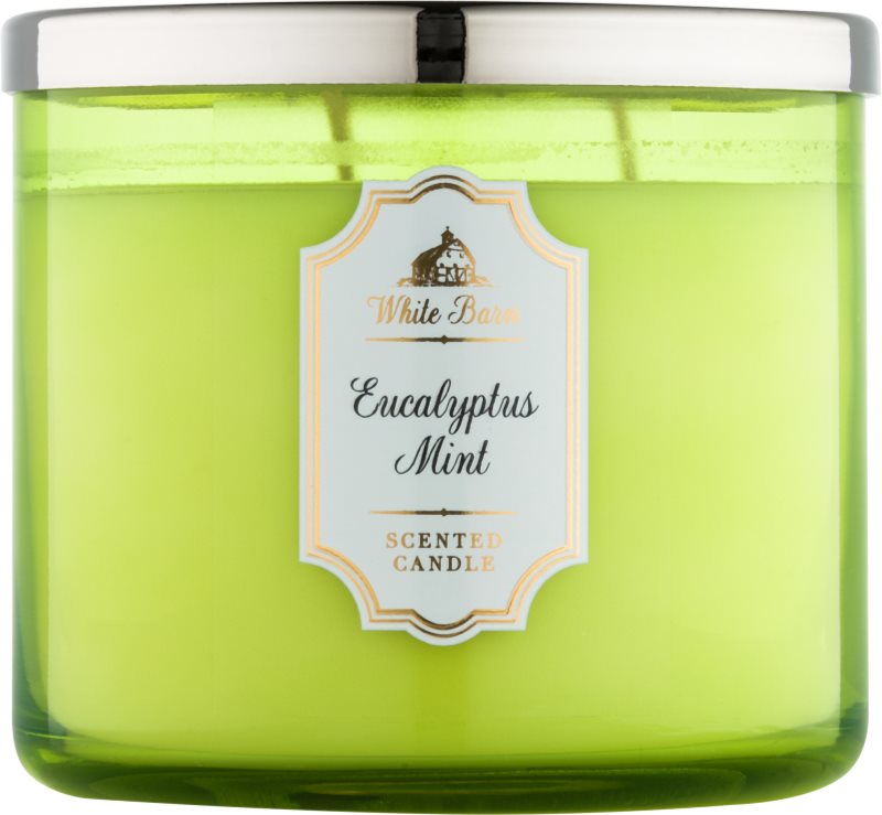 Bath & Body Works White Barn Eucalyptus Mint vonná svíčka 411 g