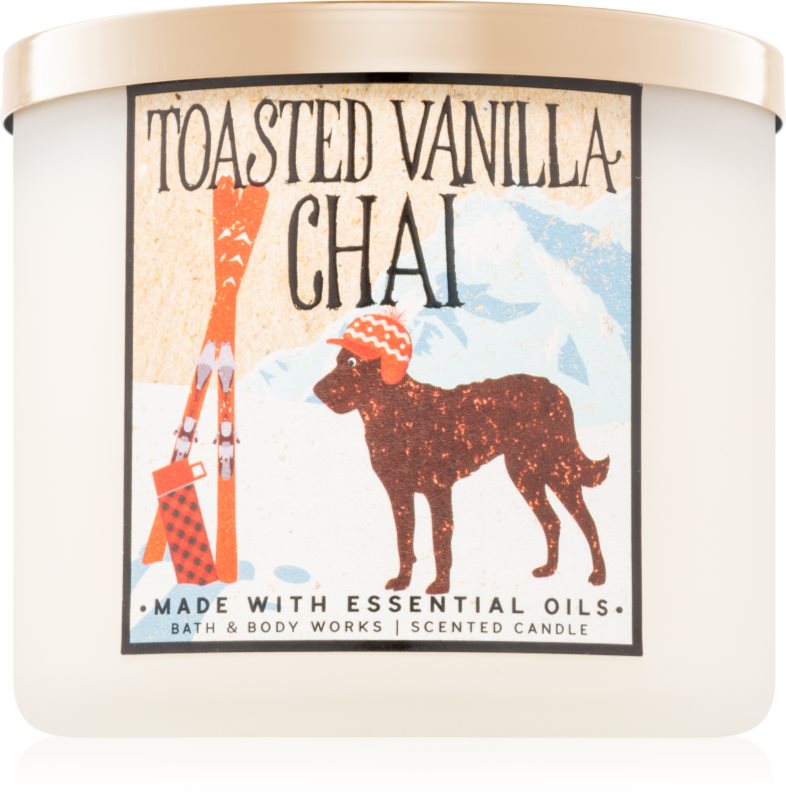 Bath & Body Works Toasted Vanilla Chai vonná sviečka Vôňa do bytu 411 g