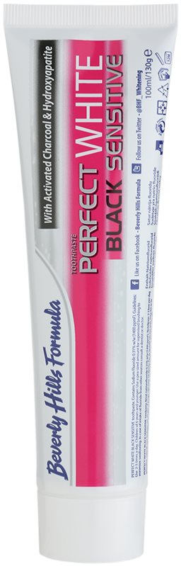 Beverly Hills Formula Perfect White Black Sensitive bieliaca zubná pasta s aktívnym uhlím pre citlivé zuby