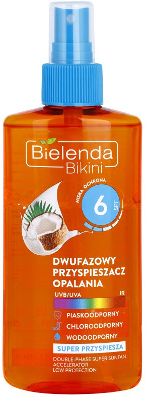 Bielenda Bikini Coconut spray ulei bifazic pentru accelerarea bronzării SPF 6